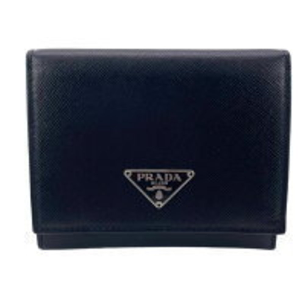Prada Saffiano Triangle Logo Trifold Wallet Black Kj View 2